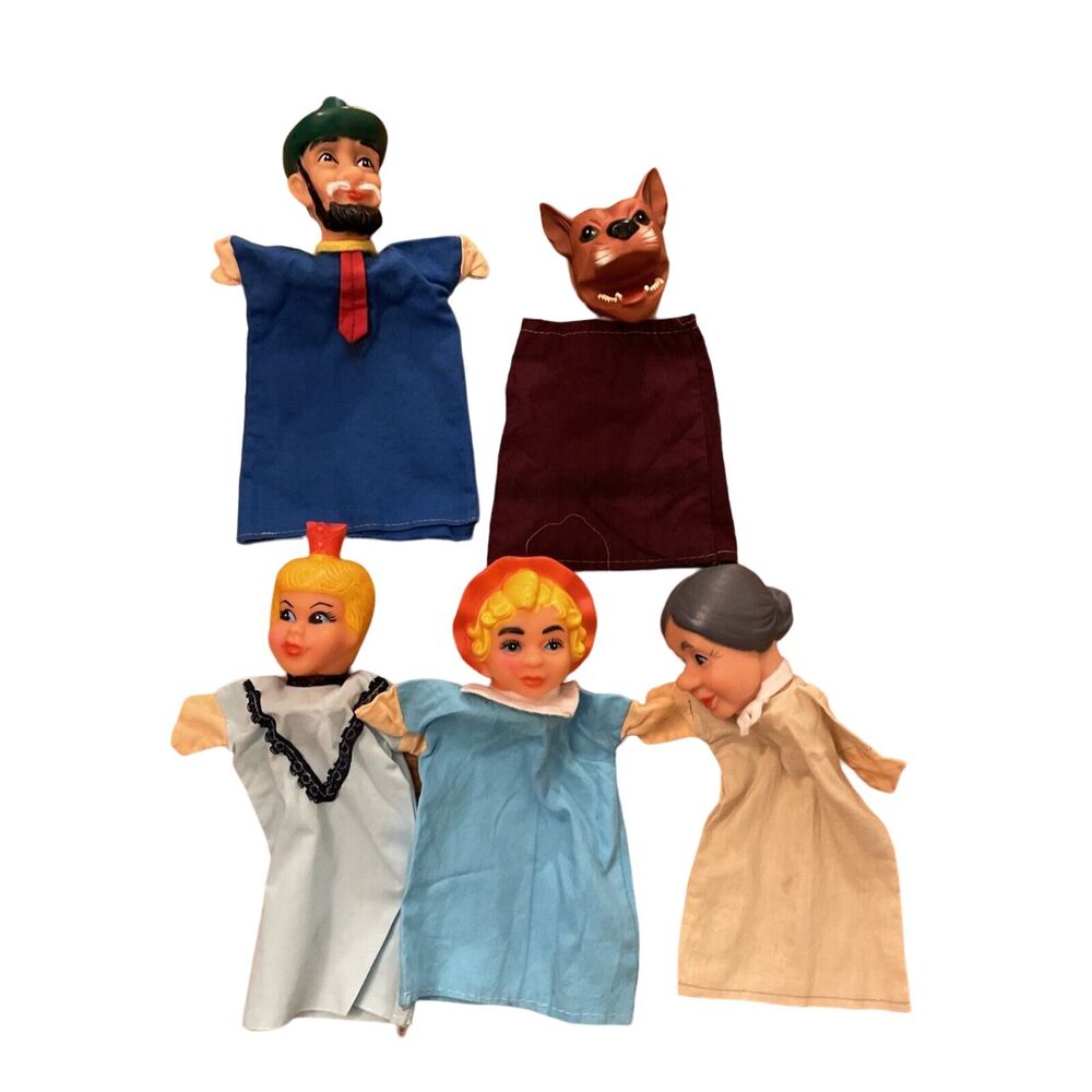 Puppets Vintage Rubber Head Fairy Tale Lot of 5 Little Red Riding Hood